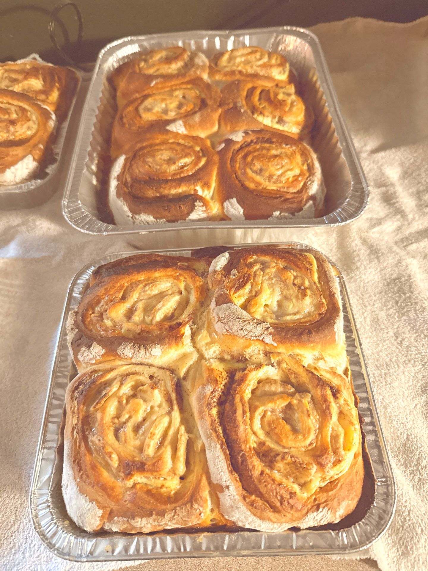 Golden cream cheese sweet rolls fresh from the oven